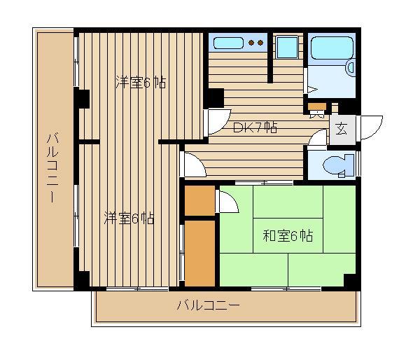 ヴィラ本橋(3DK/3階)の間取り写真