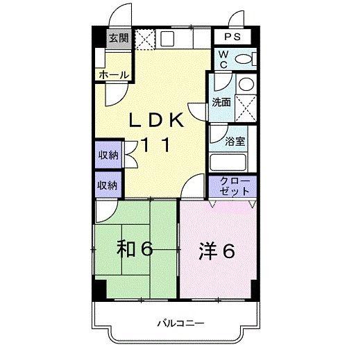 タウンビューヒルズ(2LDK/3階)の間取り写真