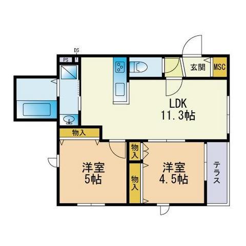 クレールメゾン平尾(2LDK/2階)の間取り写真
