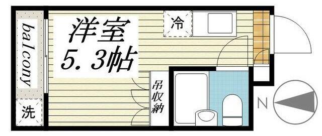 メゾン・ド・ラシーヌ(ワンルーム/2階)の間取り写真