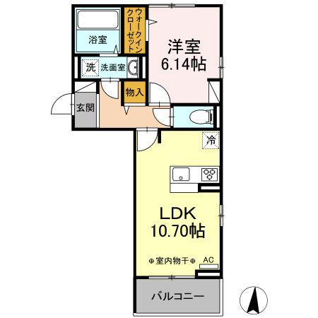 アーバンゲートII(1LDK/2階)の間取り写真