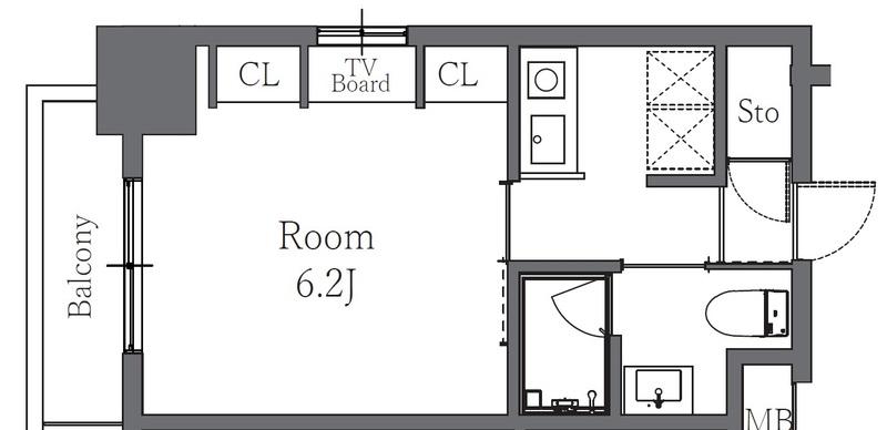 TOTSU RESIDENCE SHIBA 東通レジデンス芝(1K/7階)の間取り写真