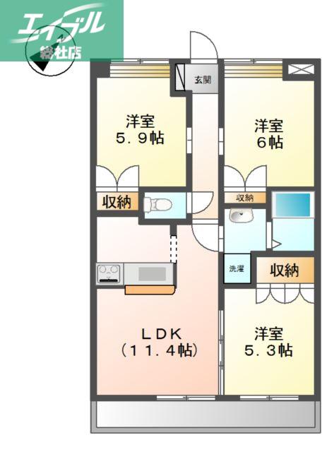 リッチフィールド(3LDK/2階)の間取り写真