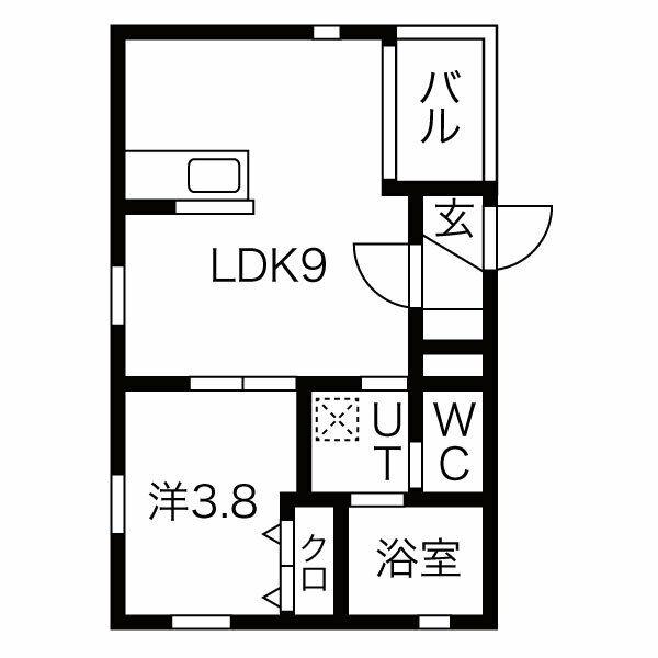 VERDE東陽(1LDK/1階)の間取り写真