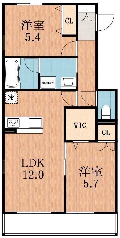 メゾン東田辺(2LDK/2階)の間取り写真