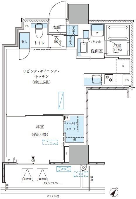パークアクシス五反田スカイタワー(1LDK/7階)の間取り写真