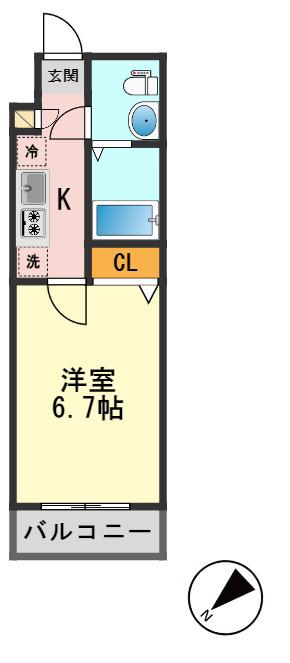 LA DOUCEUR新小岩(1K/9階)の間取り写真