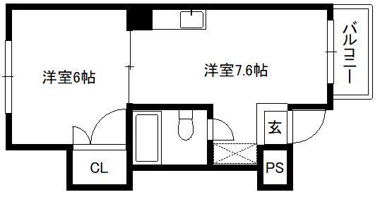 シモン北大路(1DK/3階)の間取り写真