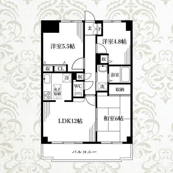 パークコート小金井(3LDK/1階)の間取り写真