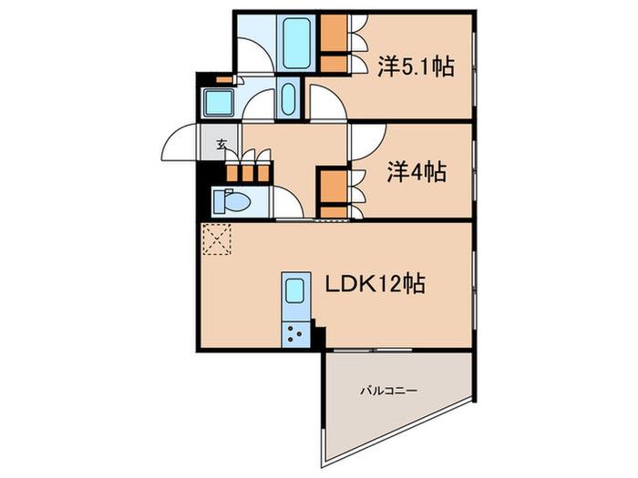 FRENCIA学芸大学(2LDK/2階)の間取り写真