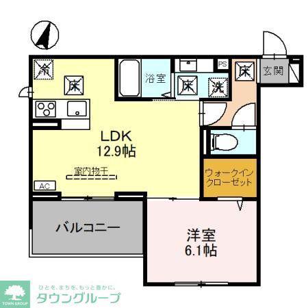 ヴィルソレイユ(1LDK/2階)の間取り写真