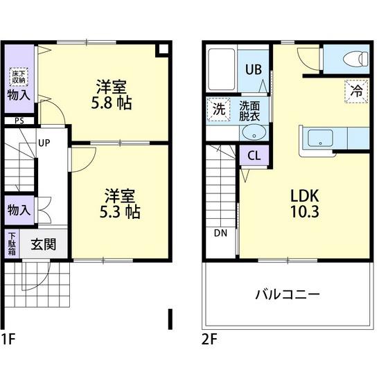ローズ・ドミール(2LDK/1階)の間取り写真