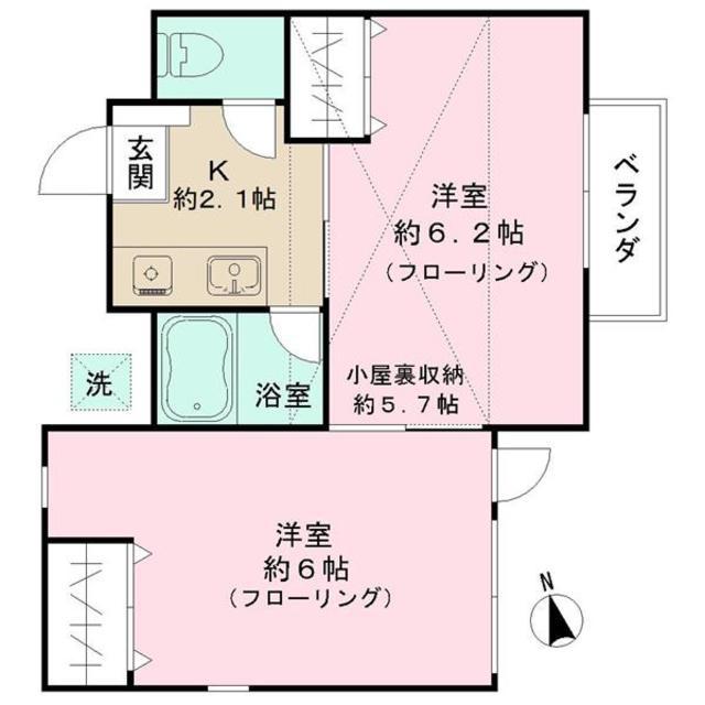 ソレイユ南荻窪(2K/2階)の間取り写真