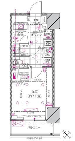 ピアース赤坂(1K/6階)の間取り写真