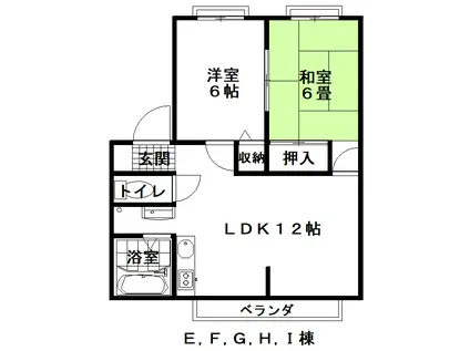 サンヴェルいわきE(2LDK/2階)の間取り写真