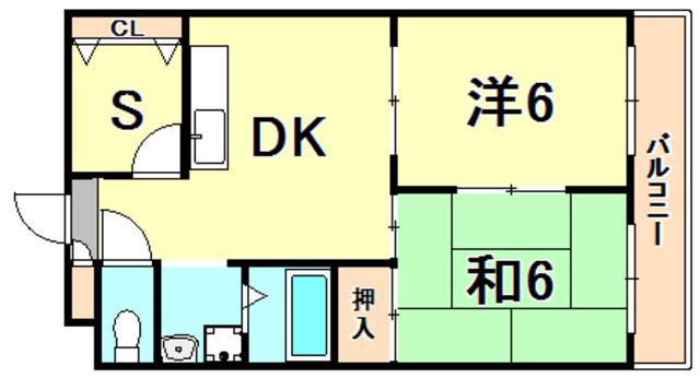 ハビット鷹羽(2SDK/2階)の間取り写真