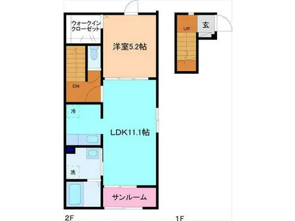 エスポワール(1LDK/2階)の間取り写真