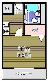 スクエア錦織(1K/3階)の間取り写真