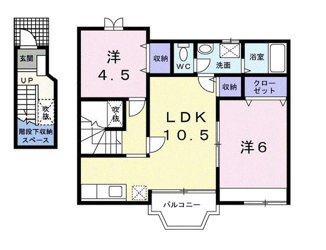 カーサC(2LDK/2階)の間取り写真