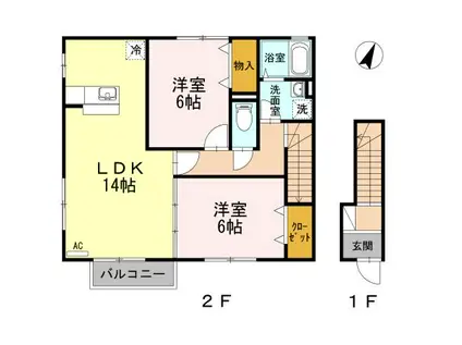 ジュパール II棟(2LDK/2階)の間取り写真