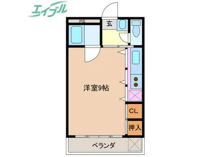 大海マンション(ワンルーム/3階)の間取り写真