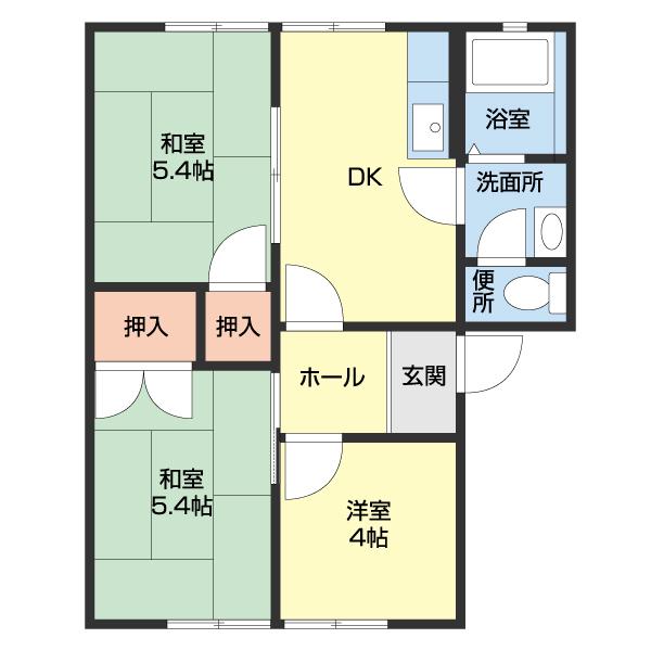 ディアス城山(3DK/1階)の間取り写真