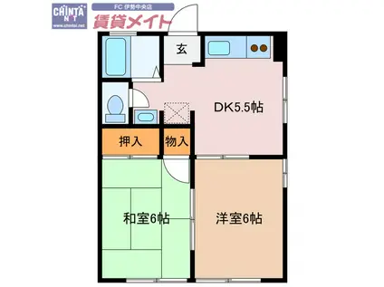 賢島ハイツ(2DK/1階)の間取り写真