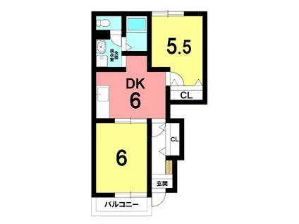 メゾン トゥー・ル・モンド(2DK/1階)の間取り写真