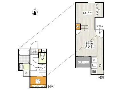 CB鳥栖エデン(1K/1階)の間取り写真