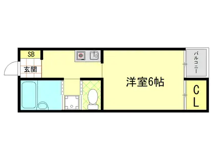 宮之阪ハイツ参番館(1K/2階)の間取り写真