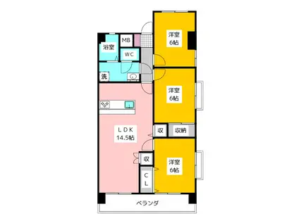 上石神井テラス(3LDK/2階)の間取り写真