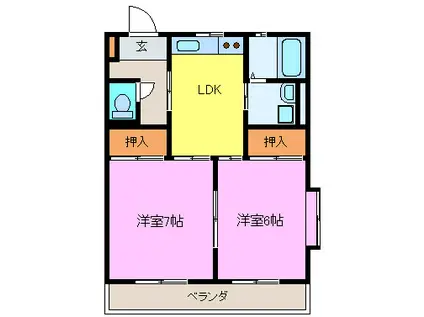 ロイヤルプラザ高田(2LDK/2階)の間取り写真