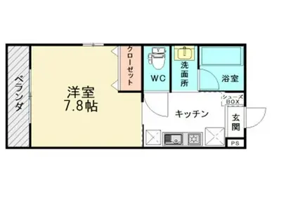 ベルフォーレ和多田(1K/2階)の間取り写真