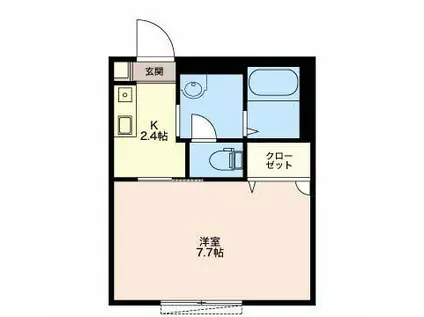 フィールドグリーン(1K/1階)の間取り写真