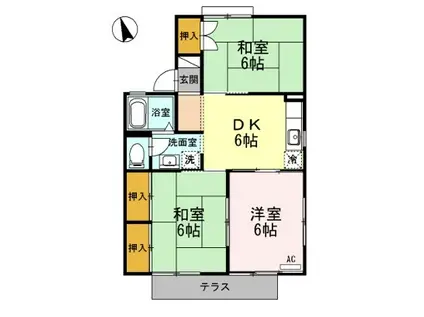 セジュール明石B棟(3DK/1階)の間取り写真