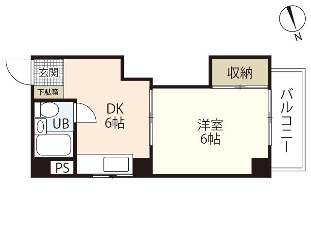 高本ビル(1DK/3階)の間取り写真