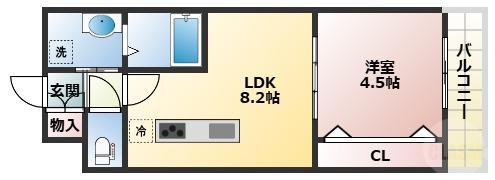 セノアタワー新大阪(1LDK/4階)の間取り写真