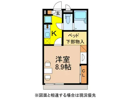 コンフォート(1K/1階)の間取り写真