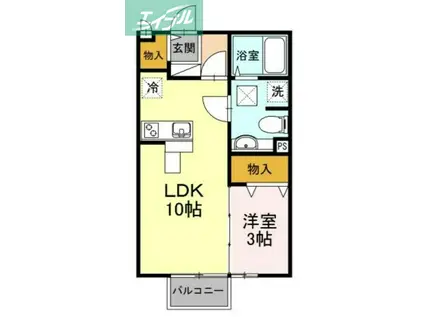 モナリエII(1LDK/2階)の間取り写真