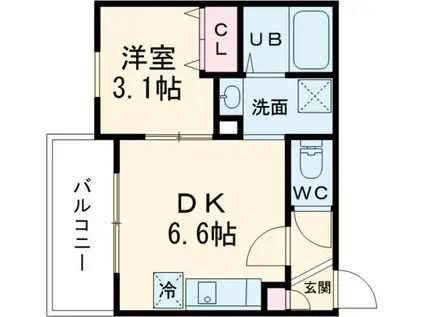 ココングランジュール芦屋西2(1DK/2階)の間取り写真