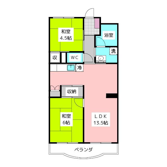 シャングリラ(2LDK/2階)の間取り写真