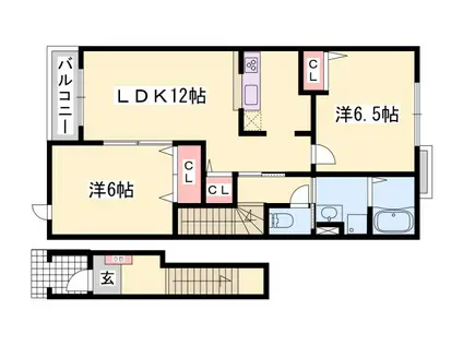ウッドパストラル(2LDK/2階)の間取り写真