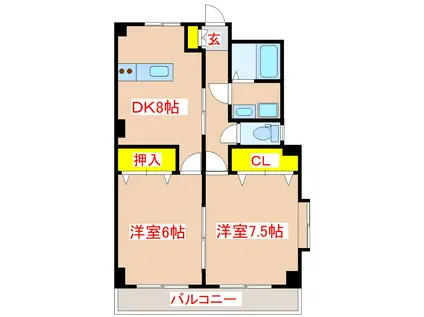 TRESOR(2DK/3階)の間取り写真