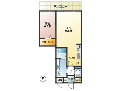 レジデンス喜志(1LDK/5階)の間取り写真