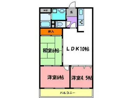 オーシャン(3LDK/2階)の間取り写真
