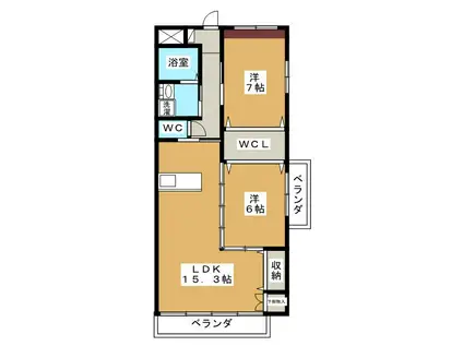 サンタユニテ(2LDK/6階)の間取り写真