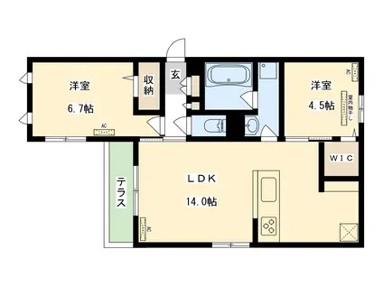 CLASHIST高殿(2LDK/1階)の間取り写真