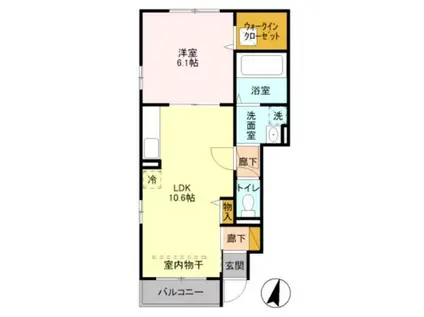 RIVER SIDE II(1LDK/1階)の間取り写真