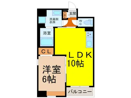 リュミアン堀田テラス(1LDK/4階)の間取り写真