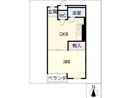 ハイライフ本山(1DK/2階)の間取り写真